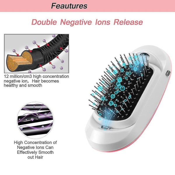 Negative Ions Hair Comb Portable Electric Ionic Hair Brush 2.0 Upgrade Hovedbundsmassage Kam Magic Styli - Perfet