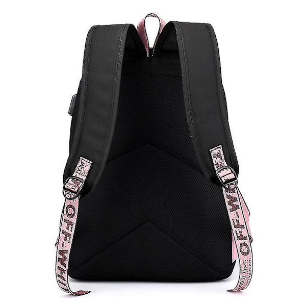 Black.pink reppu USB ladattava reppu Opiskelijan koululaukku - Perfet Black