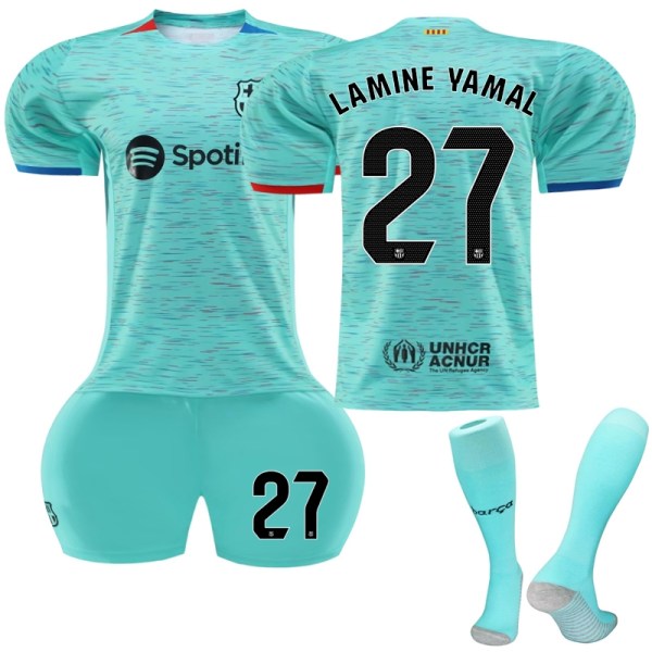 23-24 Barcelona Away -lasten jalkapallopaita nro 27 Yamal- Perfet 28