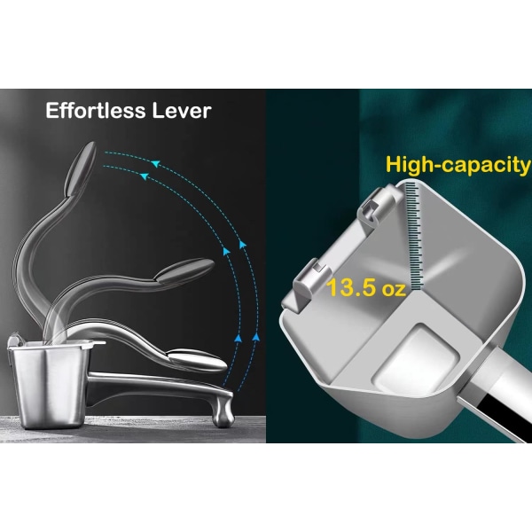 Ægte rustfrit stål citronpresser Citruspressere Håndpresser Heavy Duty manuel juicepressemaskine Orange Lime Grapefrugt- Lys sølv- Perfet Ljussilver Stor