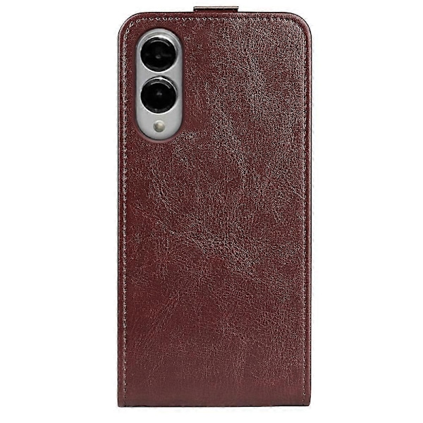 Kompatibel med R64 Tekstur Vertikal Flip Læder Telefon Cover - Perfekt Brown For Samsung Galaxy S25 Edge 5G