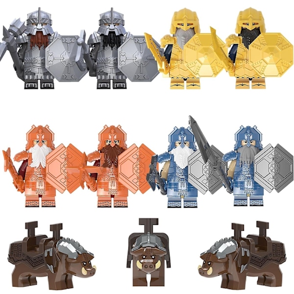 Sagan om Ringen Medeltida Riddare Minifigur Leksakssats Antik Militär Rustning Dvärg Soldat Byggklossar - Perfekt