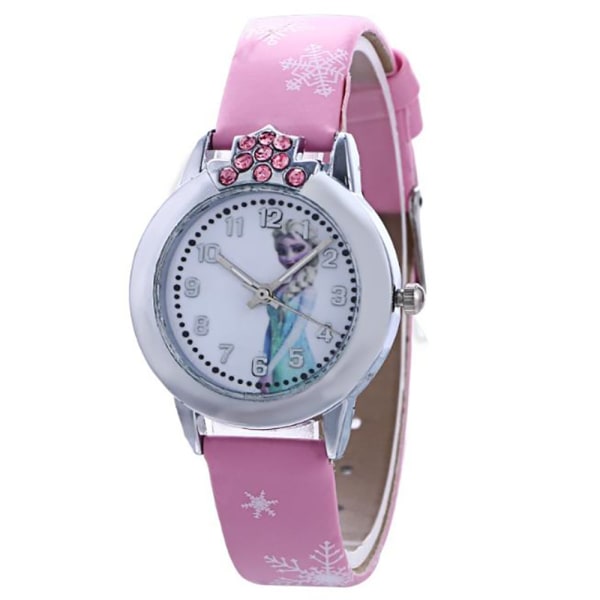 Elsa og Anna Frozen Style Glowing Snowflake Girl Watch- - Perfet Pink