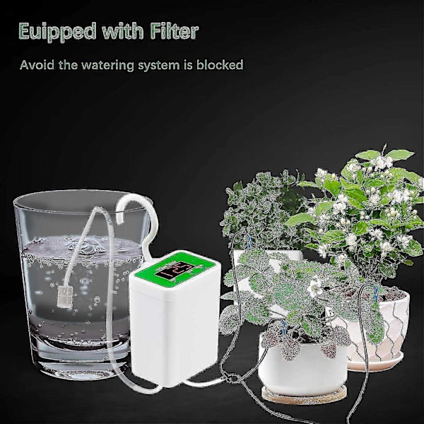 Automatisk vanningssystem for potteplanter, vanningsenheter USB automatisk dryppvanningssett plantevanningssystem med vanntimer - Perfekt for 8 Plants
