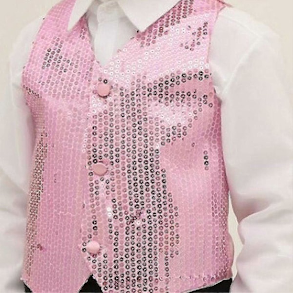 Festvest med Glimmer Unisex Farverige Børn Ærmeløs Sequin Vest - Perfekt Black XL
