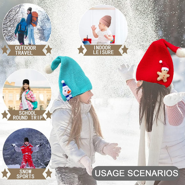 Neulottu hattu Lasten jouluhattu syksy/talvi hirvi lumiukko - Perfet red