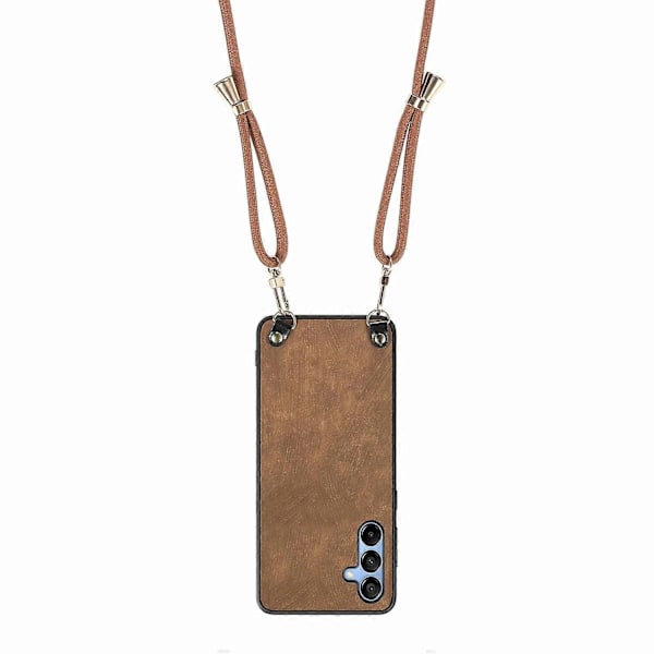 Yhteensopiva Samsung Galaxy A16 5G A16 4G -kotelon kanssa Retro-kuvioinen nahkapäällysteinen PC+TPU-puhelinkotelo ripustus R-Perfetillä Brown
