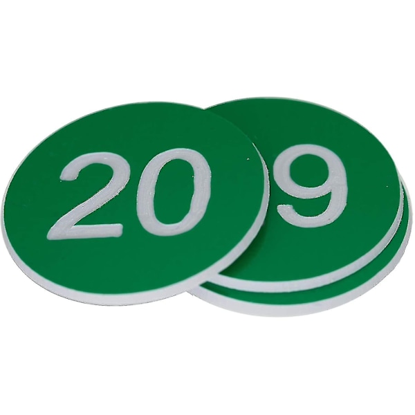 Nummererte merkelapper - Graverte nummererte merkelapper, ID-merkelapper, nøkkelmerkelapper uten hull - Perfekt 301-500 Green