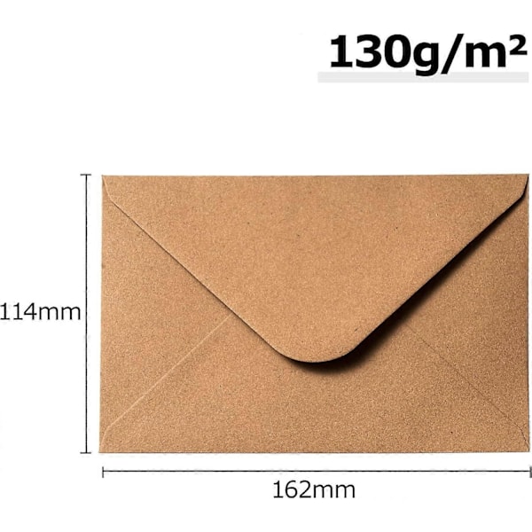 Konvolutter (100 stk) gammelt kraftpapir/uten vindu - C6-162 x 114 mm, konvolutter, close-Perfet