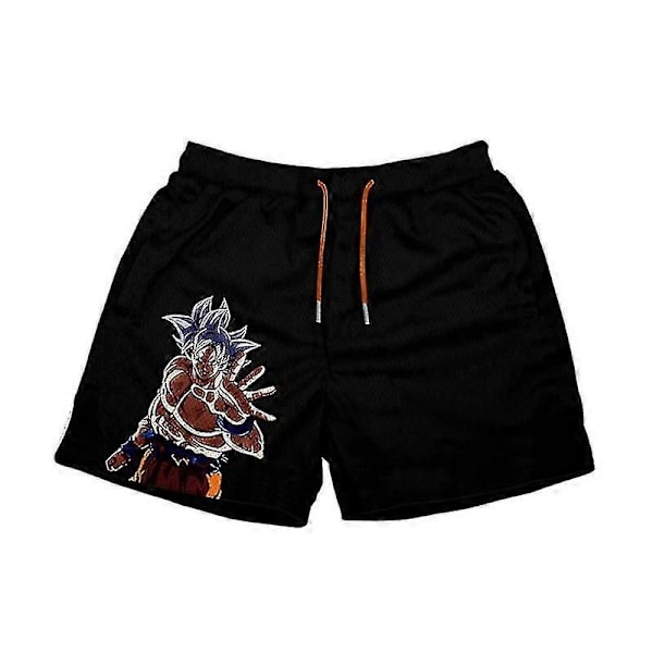 Japanske Anime Shorts Baki Haman Trykte Menners Street Beach Shorts Avslappede Løse Menners Elastiske Midje Svarte Shorts - Perfekt black7 4XL