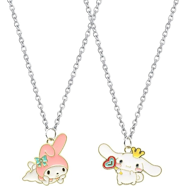 Halsband, set för barn, 2-delat halsband för barn, tjejhalsband, hängsmycke, Sanrio Cosplay-halsband, Kuromi-halsband, My Melody Ne