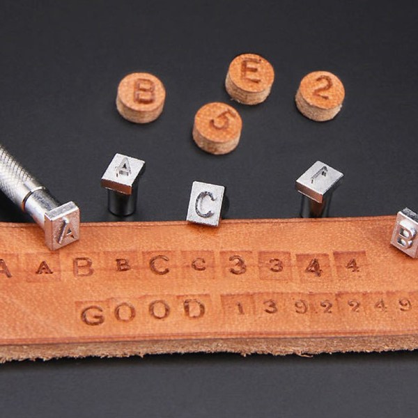 36 stk Stål alfabet Bokstavnummer Lær Stempel Punch Sett - Perfet 6.5mm