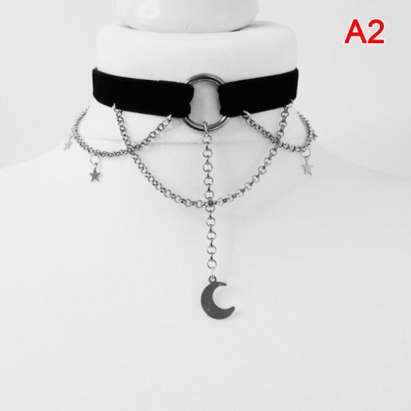 Gothic Velvet Black Halskjede for kvinner Fashion Moon Pagan Jewel - Perfet A2