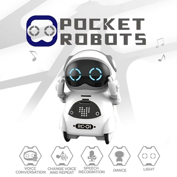 Fick-RC-robot Talande Interaktiv Dialog Röstigenkänning Inspelning Sjungande Dansande Berättande Mini RC-robotleksaker Gåva-Perfekt White