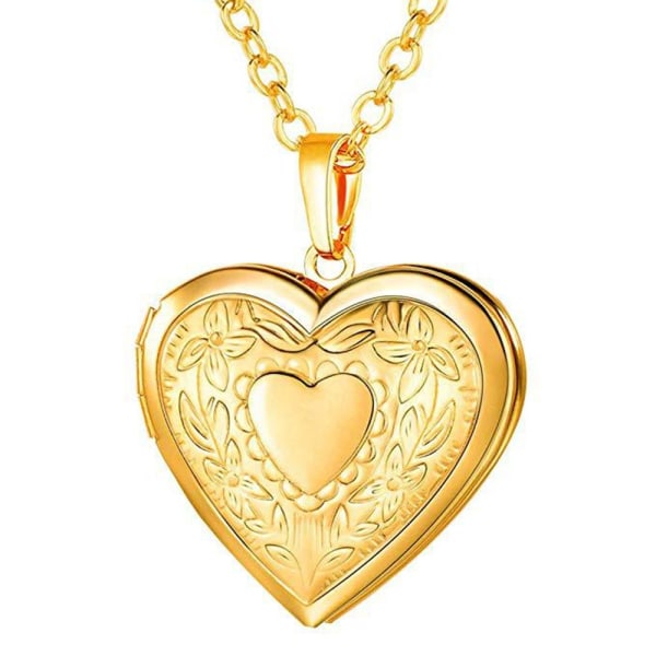 Love Heart Secret Message Medaljonki kaulakoru riipus - täydellinen gold