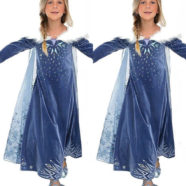 Blue snowflake Cape Princess klänning cm - Perfet blue 130