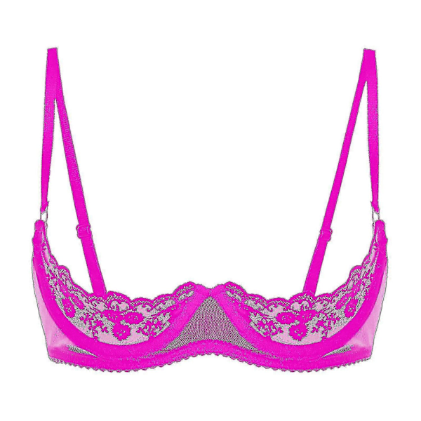 Dam 1/4-kupa bygel-bh halterneck O-ring transparent spets push-up bh underkläder öppen byst bh underkläder-Perfet Rose D 4XL