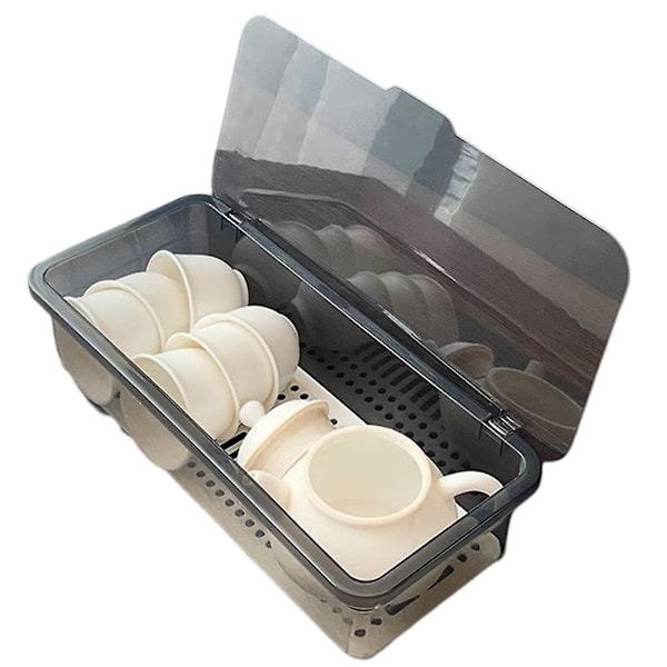 Läpinäkyvä Cutlery Tray - pölytiivis ruokailuvälineiden säilytyslaatikko - Perfet Transparent Grey