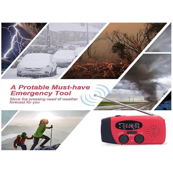 Led-taskulamput käsikammella toimiva dynamo AM/FM/NOAA-radio hätäpelastus LED-taskulamppu Emergenc-Perfet