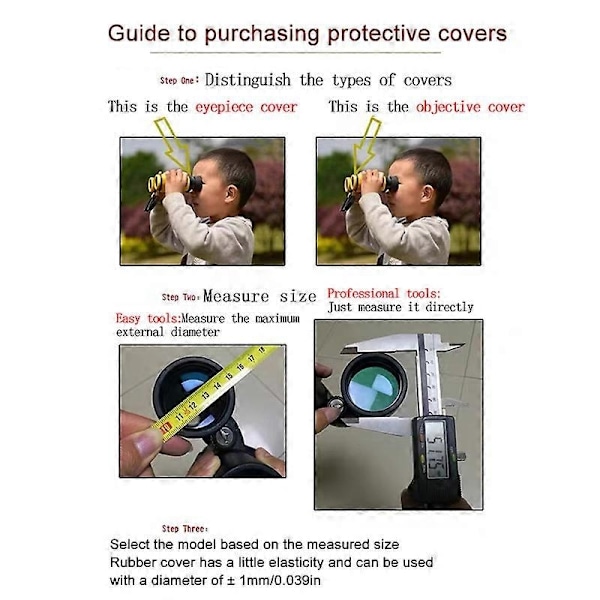 Kikkertbeskyttende Gummi Objektivdæksel 42mm/50mm Kikkert Okularedæksel Teleskopdæksel Linsebeskyttelse - Perfekt 50mm eyepiece cover