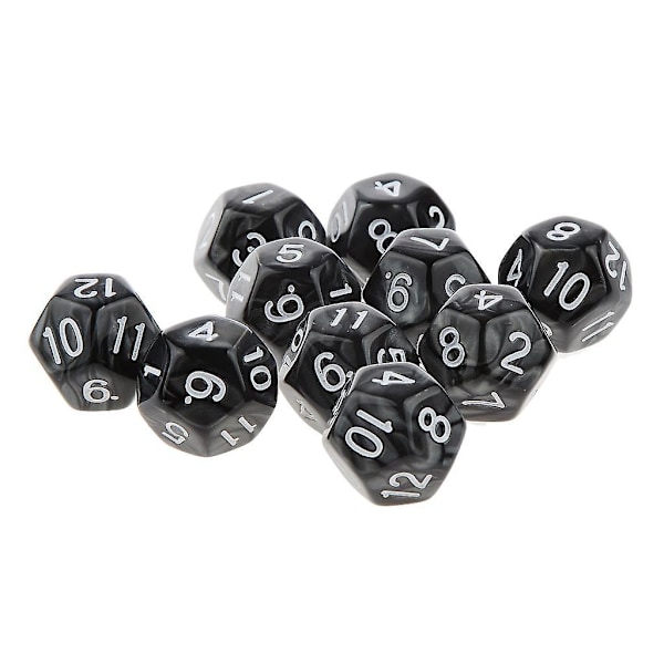 4x 10 stk Tolvsidede Terninger D12 Spill D&d Rpg Party Games Terninger Svart-Perfekt