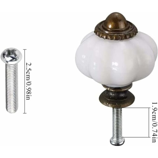 12 st Skåpsknopp 30 mm Vintage skåpdörrknoppar Keramisk dörrknopp med 12 skruvar Vit porslinskåpsknopp för skåplåda， - Perfet