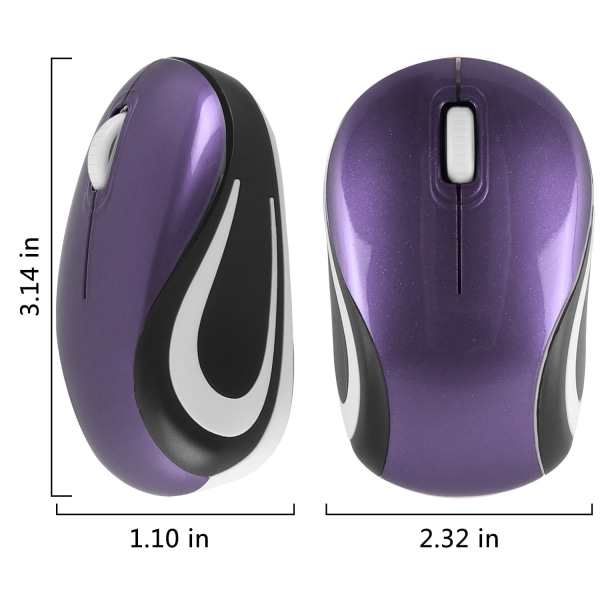 Mini Liten Trådlös Mus För Resor Optisk Bärbar Trådlös Minimus Med USB mottagare För Pc Laptop - Perfet purple