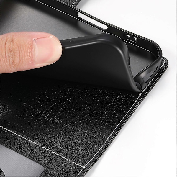 Kompatibel med Samsung Galaxy A24 4G (162,1 x 77,6 x 8,3 mm) Læder Etui med Lås, Wallet Stand og Telefon Cover - Perfekt Black