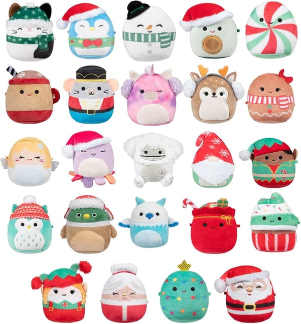 Squishmallows Julekalender - 24 dage med mini plysdyr og jule-PVC-materiale