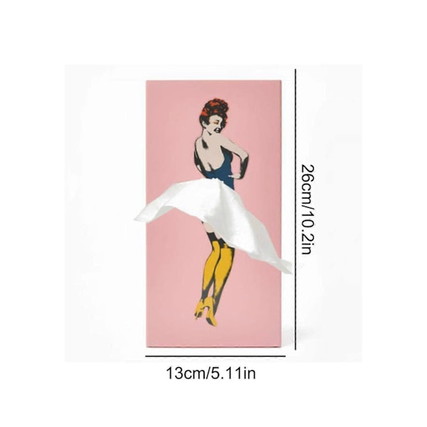 Elegant Pige Tissueæske Retro Tissue Flyende Skørt Tissueæske - Perfekt Pink
