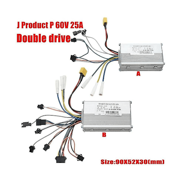 Elektrisk sparkesykkel dobbel drivenhet kontroller Jp 48v 52v 60v 25a 50a børsteløs kontroller Ab front bak drivenhet kontroller kit-Perfet