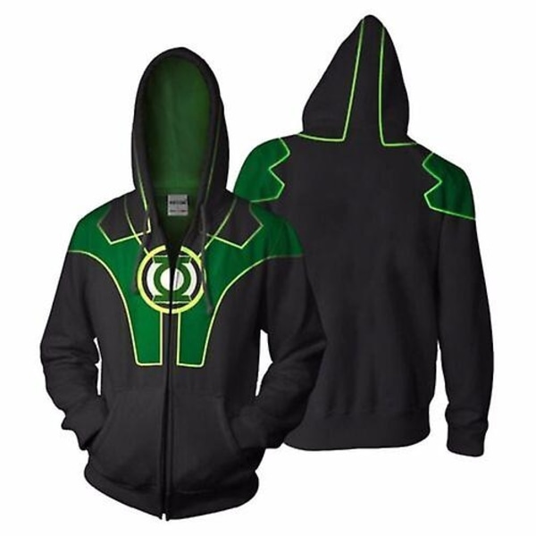 Grön Lykta 2 3d Hoodie Print Cosplay Jacka Casual Sweatshirt Full-zip Coat-Perfet 5XL