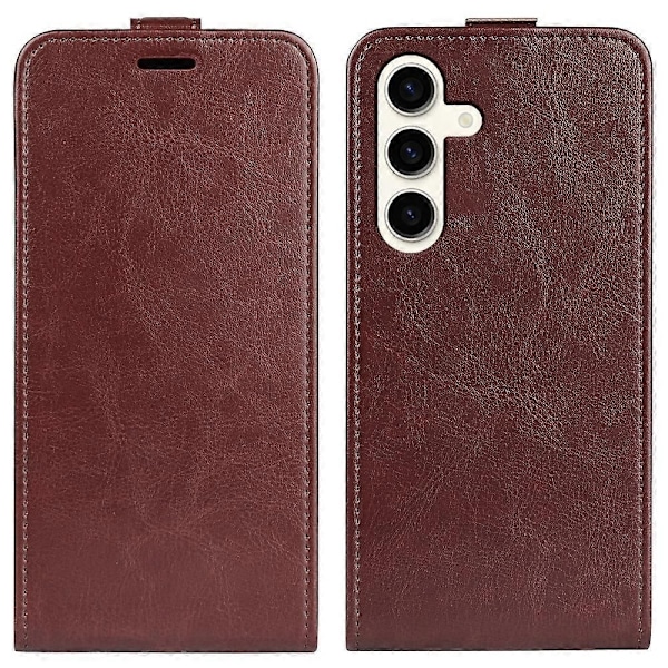 Kompatibel med R64 Textur Vertikal Flip Läder Telefonfodral-Perfet Brown For Samsung Galaxy S24 5G