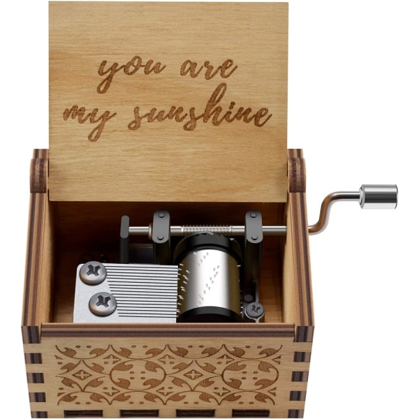 You are My Sunshine Wood musikkbokser, lasergravert Vintage Wood Sunshine Musical Box Bursdags-/jul-/valentinsdagsgaver - Perfet