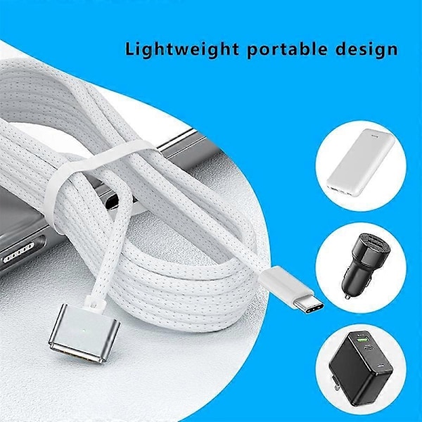 Kompatibel med MacBook 2m 140W Kompatibel med MagSafe 3 Flätad Sladd USB-C till Magnetisk Laddningskabel - Perfet Midnight Color