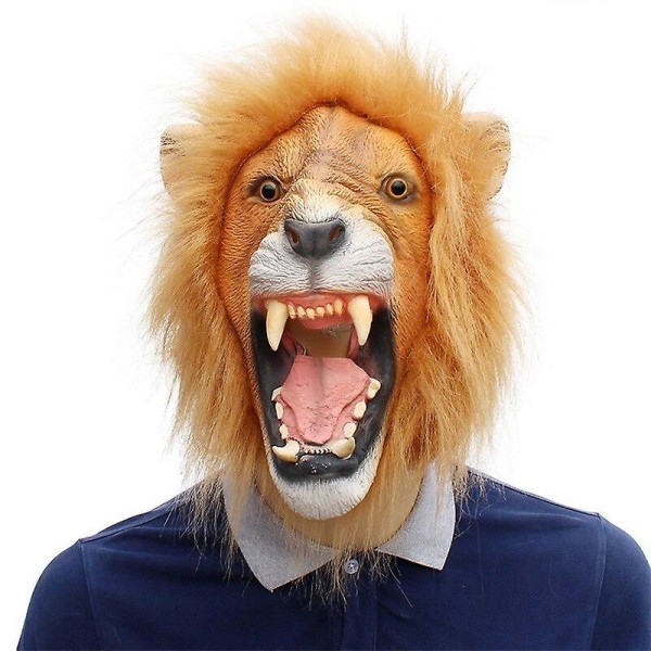 Halloween Cosplay Kostyme Bar Party Funny Animal Lion Mask Latex gul - Perfet