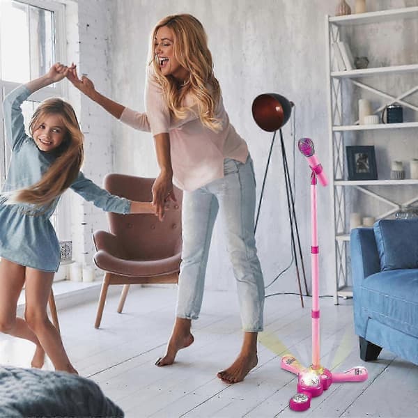 Mikrofonstativ til børn med lys & MP3 til sang & optræden - Perfekt Blue Quadrapod base with light