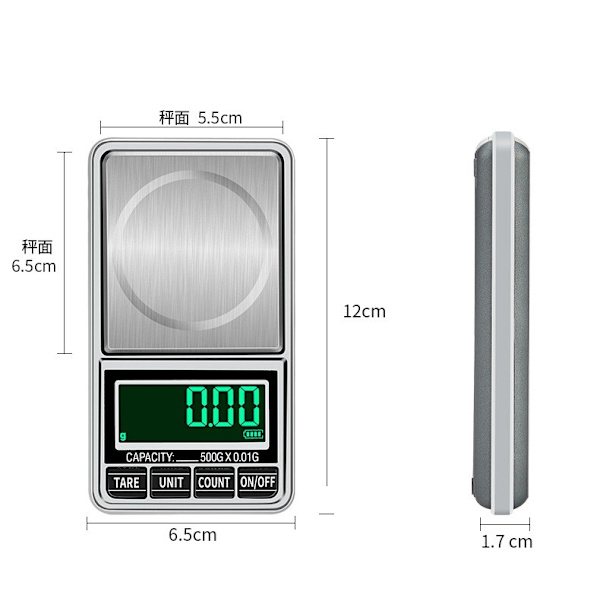 Pocket scale Deluxe 500g/0,01g + USB -kabel - Perfet