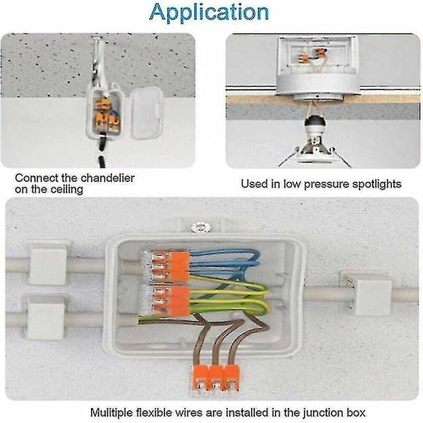 90 stk. Wago 221 Elektriske Koblinger Koblingsklemmer Klemklemmer Kabel Gjenbrukbar - Perfekt