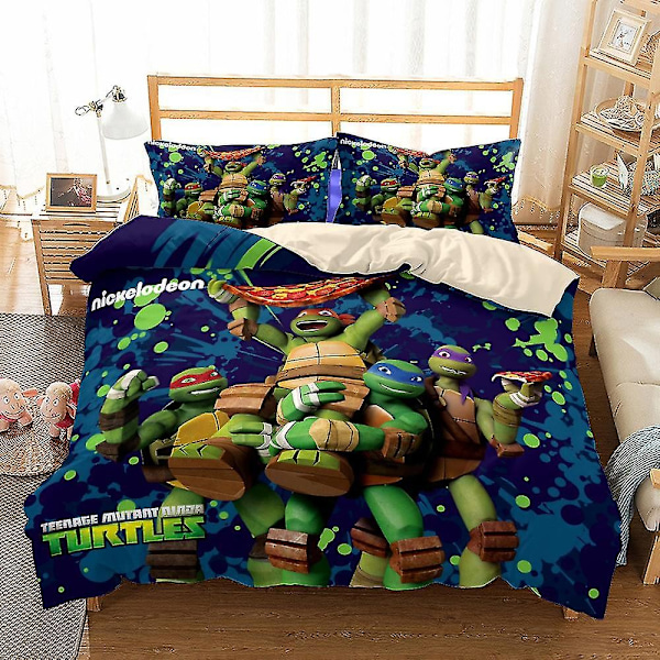 3D-printet Teenage Mutant Ninja Turtles Sengesett Dynetrekk Dynetrekk Putetrekk Enkelt Dobbel Barn Julegave-Perfekt AU DOUBLE 180x210cm