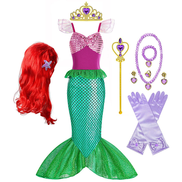 Liten Flicka Sjöjungfru Kostym Klänning Uppklädda Barn Fest Klänning Cosplay Barn Jul Födelsedag Kostym - Perfekt 150cm