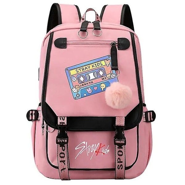 Nye Stray Kids Jenter Gutter USB Ryggsekker Anime Skole Boksekker Tenåring Lerret Ryggsekk for Kvinner Ryggsekker-Perfekt 9