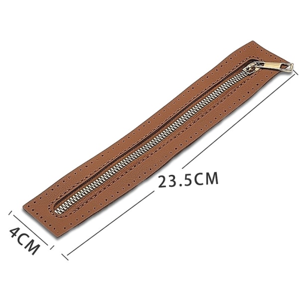 3 kpl pitkä vetoketju isolla köyden reiällä, 27 cm universal kaksipuolinen nahkainen PU-vetoketjutarvike, kudottu laukkuvetoketju - Perfet brown