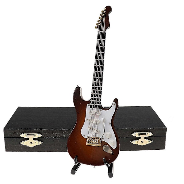 Miniatyr-replika av ornamentale gitarer Mini klassisk gitar/elektrisk gitarmodell Julepynt-Perfekt Coffee Electric Guitar