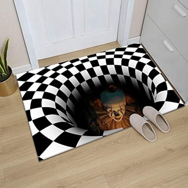 Clown Trap Illusion Dørmåtte Halloween Tæppe, 3D Geometrisk - Perfet