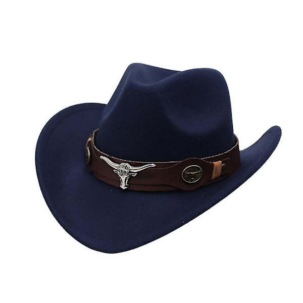 Tibetansk Cowboyhatt Västerländsk Cowgirlhatt för Kvinnor Flickor Fotorekvisita-Perfekt Navy blue