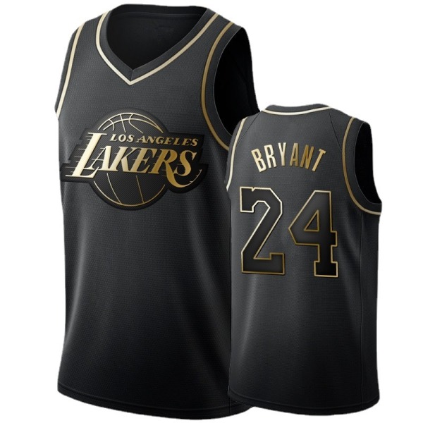 NBA Brodeerattu Los Angeles Lakers Kobe Bryant Jersey mustalla kullalla CNMR - Perfet S