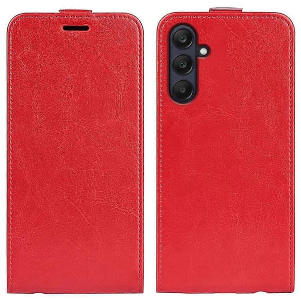 Kompatibel med R64 Tekstur Vertikal Flip Læder Telefon Cover - Perfekt Red