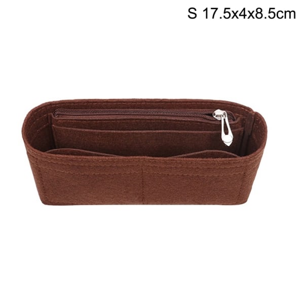 Multi-Pocket Women Insert Bag Håndveske i filtstoff Coffee-Perfet Coffee S