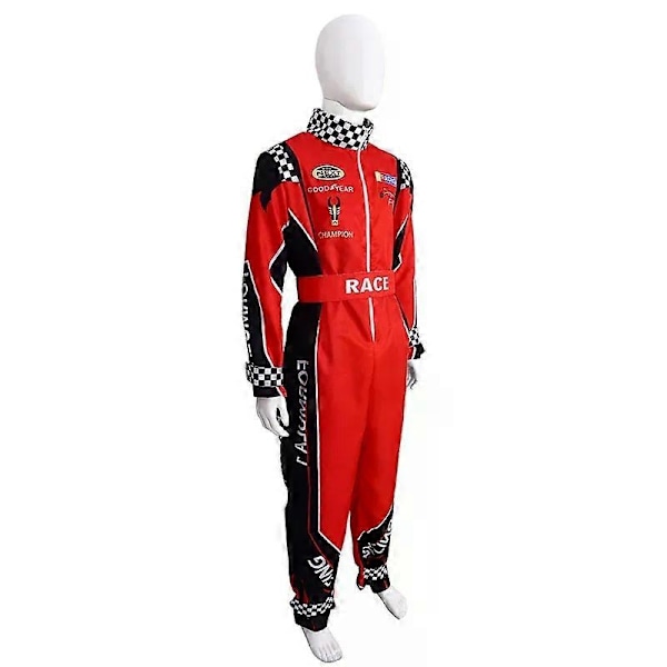 Voksen Racer Cosplay Kostume Mænd Rød Jumpsuit Kvinder Racerkører Udklædning - Perfekt S